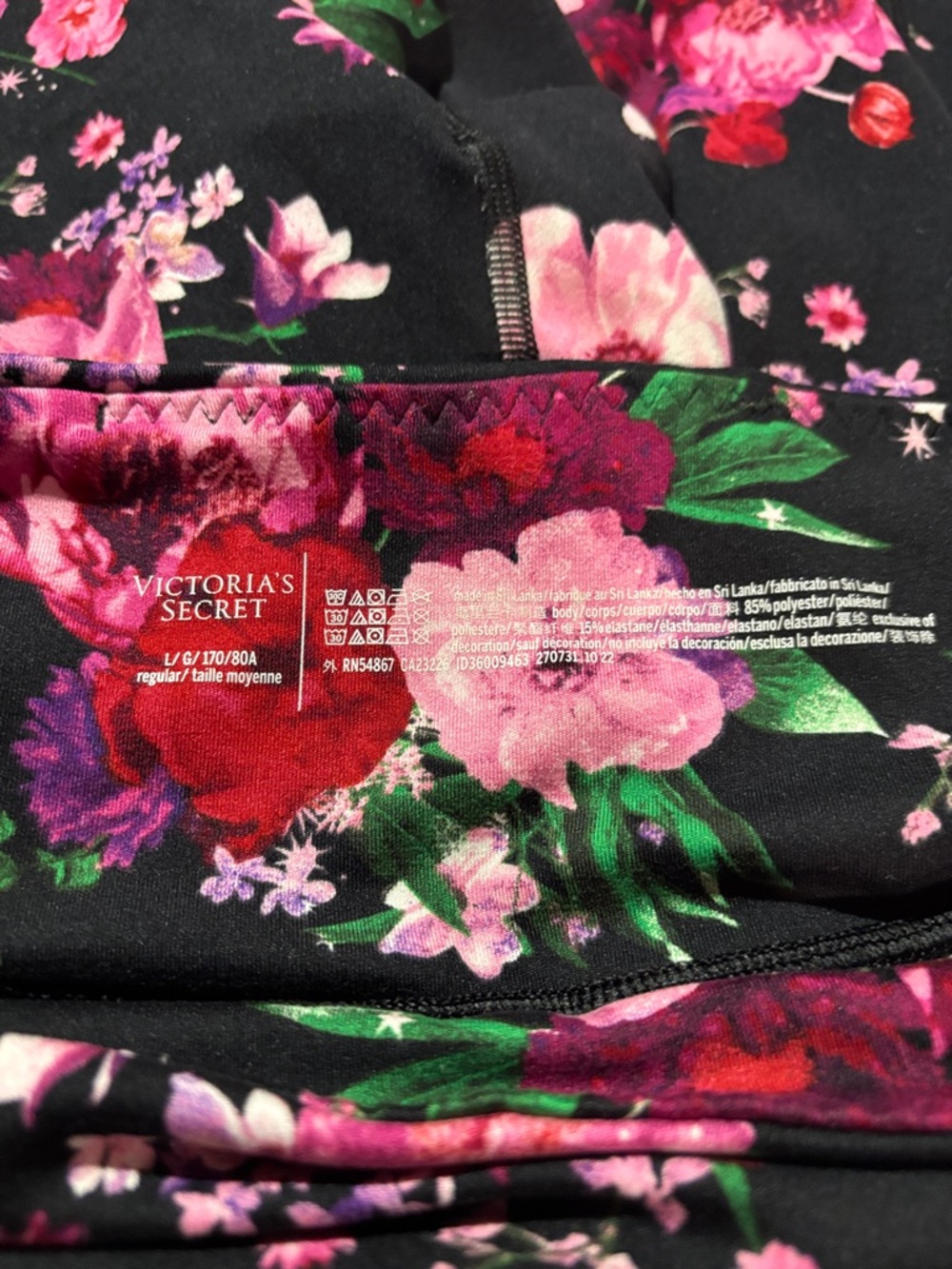 Victoria's Secret Black Floral High-Rise Workout Leggings